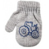 BE SNAZZY Detské palcové pletené rukavičky s traktorom 2-3 roky Sv. šedé