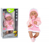 LEAN TOYS Bábika s cumlíkom, šaty, ružový klobúčik, deka, doplnky, 35 cm