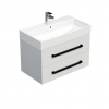 Swiss aqua technologies Koupelnová skříňka s černou úchytkou a umyvadlem SAT Cube Way 80x53x46 cm bílá lesk CUBE46C803BISAT