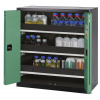 Skriňa na chemikálie Systema CS-103F, 3 výsuvné vane, zelené skladacie dvojkrídlové dvere