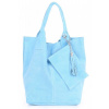 Kožené kabelka shopper bag Genuine Leather svetlo modrá 801
