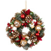 Veniec MagicHome Vianoce, závesný, prírodný, s čečinou a muchotrávkami, 30 cm