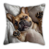 Vankúš s motívom usmievavého francúzskeho buldočka, 45 x 45 cm