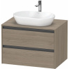 DURAVIT Ketho 2 závesná skrinka pod umývadlo na dosku, 2 zásuvky, 800 x 550 x 568 mm, dub Terra, K24895035350000