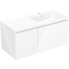 Mexen Orio, kúpeľňová skrinka 100 cm s pravým umývadlom Otis, 1S, 1D, biela lesklá, 91A13-10047-3-BBFF00-W18P00