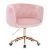 LuxuryForm DESIGN Kreslo MONTANA VELUR na zlatej podstave s kolieskami - ružové