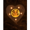 NOEL - Vianočné osvetlenie ZAVESNA DREVENA DEKORACIA - SRDCE, TEPLA BIELA