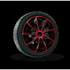Ozdobné kryty kolies červená 16'' QUAD BICOLOR Black Red, 4ks