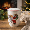 Vianočný porcelánový hrnček s sitkom a pokrievkou ALTOM DESIGN WYPRAWA MIKOŁAJA 340 ml