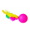 Pet tribe Hračka pre mačky loptička s pierkami a guličkou Farba: ružová