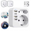 Adaptér ADAPTER Zásuvky EÚ PL pre US Nabíjačka s 1USB-C 3USB-A 5V/3.4A