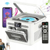 BLUETOOTH REPRODUKTOR CD/KAZETOVÝ PREHRÁVAČ 5000MAH BIELY S DIAĽKOVÝM OVLÁDANÍM FM RÁDIO