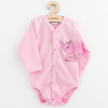 Dojčenské celorozopínacie body s dlhým rukávom New Baby Happy Elephant pink - 62 (3-6m)