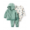 CARTER'S Set 3dielny fleece-body dl. rukáv ,mikina,nohavice green stripe chlapec 9m/veľ.74 1T879110_9M