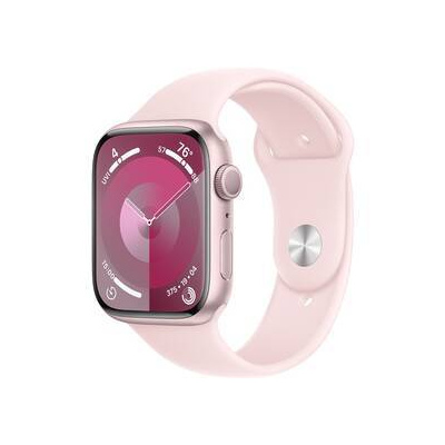 Inteligentné hodinky Apple Watch Series 9 GPS 45mm pouzdro z růžového hliníku - světle růžový sportovní řemínek - S/M (MR9G3QC/A)