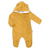 Baby Nellys Kombinézka /overal Minky s kapucňou a uškami - horčica, veľ. 80 Baby Nellys