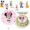 DIGITÁLNA TLAČ Jedlý obrázok na tortu MYŠKA MINNIE MOUSE + POSTAVY TEXT 10
