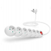 CONNECT IT prodlužovací kabel 230 V, 6 zásuvek, 2 m, s vypínačem (bílý) (CI-1283)