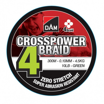Spletaná Šnúra DAM Crosspower 4-Braid Green 150m 0,15mm/8,1kg