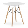Stôl ModernHome 51997090 okrúhly 80 x 80 x 75,5 cm biely (Škandinávsky okrúhly stôl, biely 80cm Moderný stôl do obývačky)