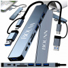 Hub 8v2 USB-C/A rozdeľovač 3xUSB 2.0+1x3.0 Sd/Tf USB-C miniJack3,5mm Bounn