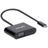 Manhattan USB 2.0 adaptér [1x USB-C® zástrčka - 1x USB-C® zásuvka (nabíjení), VGA zásuvka] 153430 20 cm oboustranně zapojitelná zástrčka, s nabíjecí zásuvkou