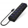 CONNECT IT Mighty Switch 2 USB-A hub, (4xUSB-A 3.0, 3xUSB-A 2.0), externí, ČERNÝ CHU-5410-BK