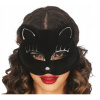MASKA MAČKY NA TVÁR ČIERNA SEMIŠOVÁ S GLITRAMI MAČKA KARNEVAL HALLOWEEN