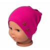 Baby Nellys Rebrovaná čiapka Hviezdičky - malinová, veľ. 80/86 68-74 (6-9m)