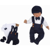 Z&Z 5-dielna pletená sada Boy, body, nohavice, čiapočka motýlik, topánočky, granát, veľ.80 56 (1-2m)