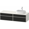 DURAVIT Zencha závesná skrinka pod umývadlo na dosku (umývadlo vpravo), 4 zásuvky, 1600 x 550 x 442 mm, čierna líniová štruktúra/biela super matná, ZE4824R63840000