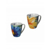 Sada dvou porcelánových hrnků 90 ml GGG BRANDANI (barva - porcelán,oranžový a modrý květ)
