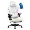 Hráčska stolička Huzaro Force 4.6rgb white mesh, opierka nôh, polohovateľná, polohovateľná opierka hlavy, biela
