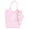 Kožené kabelka shopper bag Genuine Leather púdrová ružová 801