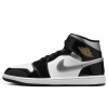 Jordan 1 Mid SE Patent Black White Metallic Silver Metallic Gold 45.5