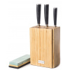 Sada nožov G21 Damascus Premium v bambusovom bloku, krabička, 3 ks brúsnych kameňov