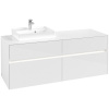 VILLEROY & BOCH Collaro závesná skrinka pod umývadlo na dosku (umývadlo vľavo), 4 zásuvky, s LED osvetlením, 1400 x 500 x 548 mm, Glossy White, C074B0DH