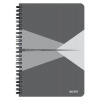 Blok, A5, linajkový, 90 listov, laminovaná kartónová obálka, LEITZ Office, sivá