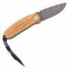 Vega LionSteel 8210D UL Mini Olive malý vreckový nôž 6 cm, damašek, olivové drevo, kožené puzdro
