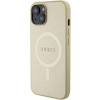 Plastové puzdro Guess na Apple iPhone 15 GUHMP15SSPSAHMCB Saffiano MagSafe béžové