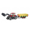 Bruder 03198 traktor CASE IH Optum 300 CVX s čelným nakladačom a prepravníkom balíkov