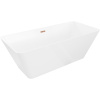Mexen Velo Slim, voľne stojaca vaňa 170 × 75 cm, biela lesklá, ružové zlato prepad, 52811707500-60