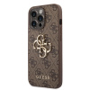 Zadný kryt Guess PU 4G Metal Logo pre iPhone 14 Pro Brown