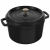 Vysoký liatinový hrniec Staub Cocotte s pokrievkou, čierny, 24 cm / 4,8 l