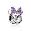 Strieborný prívesok Minnie Mouse s ružovou mašľou