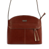 Dámska kožená taška cez rameno MiaMore 01-012 v hnedej farbe s ozdobným strapcom a nastaviteľným popruhom