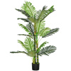 HOMCOM Umelá rastlina, umelá palma, umelá rastlina s cementovou výplňou, umelá palma v kvetináči, izbová rastlina pre interiérové dekorácie, 150 cm, zelená