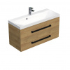 Swiss aqua technologies Koupelnová skříňka s černou úchytkou a umyvadlem SAT Cube Way 100x53x40 cm dub Hickory mat CUBE2C100ZDH