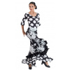 Happy dance, Sukne na flamenco EF339, čierna / biele kvety / biele bodky 52