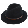 Fiebig - Headwear since 1903 Cestovný vlnený klobúk Fiebig - čierny s dvojfarebnou koženou stuhou - široký okraj Veľkosť: 59 cm (L)